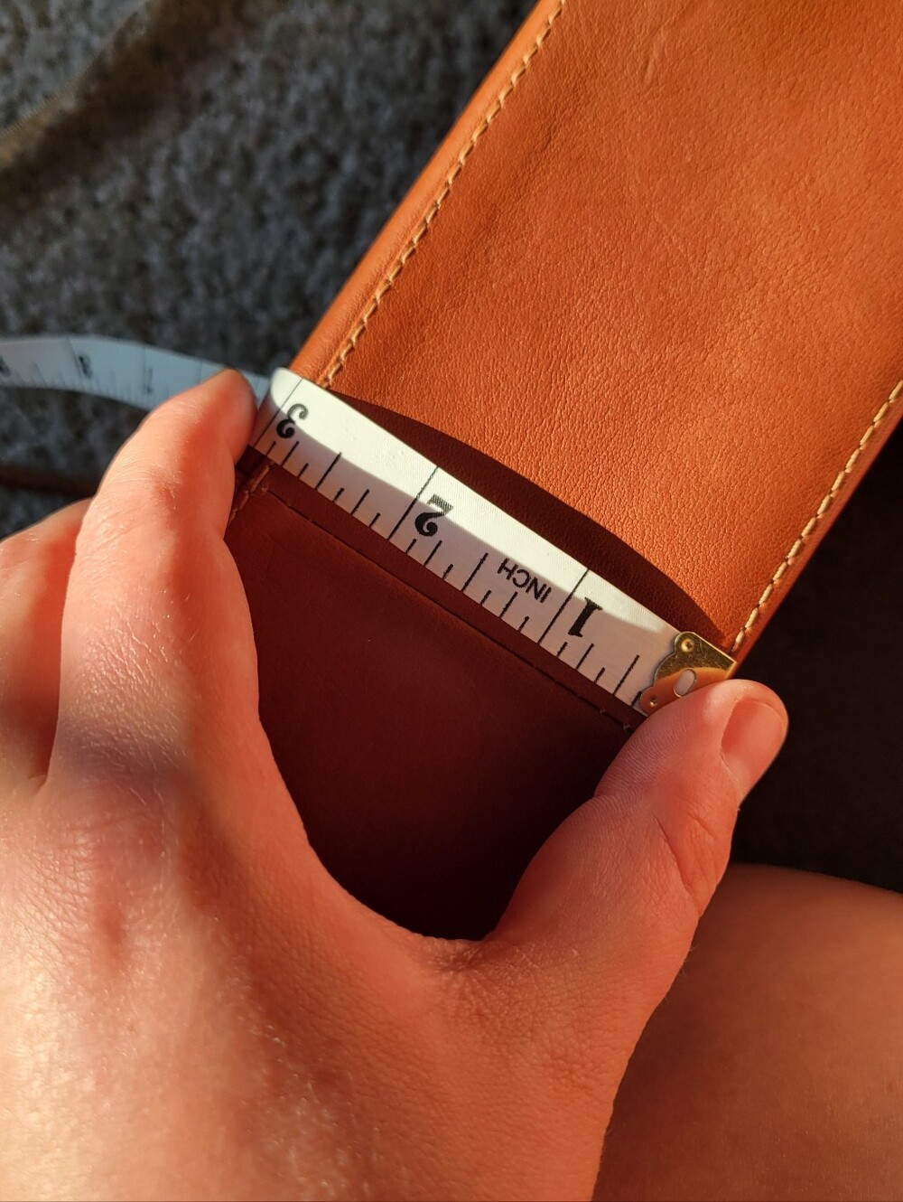 Genuine Leather Orange Brown Baguette Shoulder Bag 7" x 12.5" x 3" - Picture 14 of 14